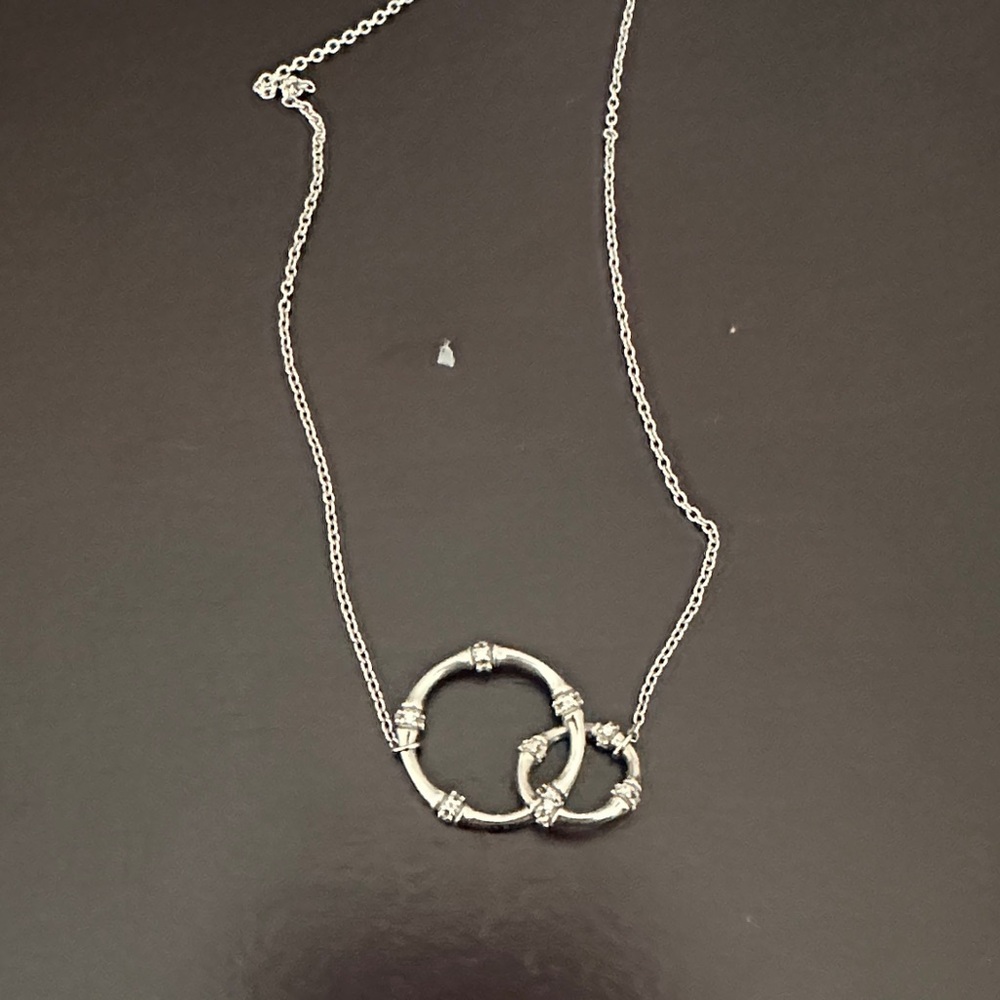 Sterling Silver Interlocking Circle Necklace - Silver